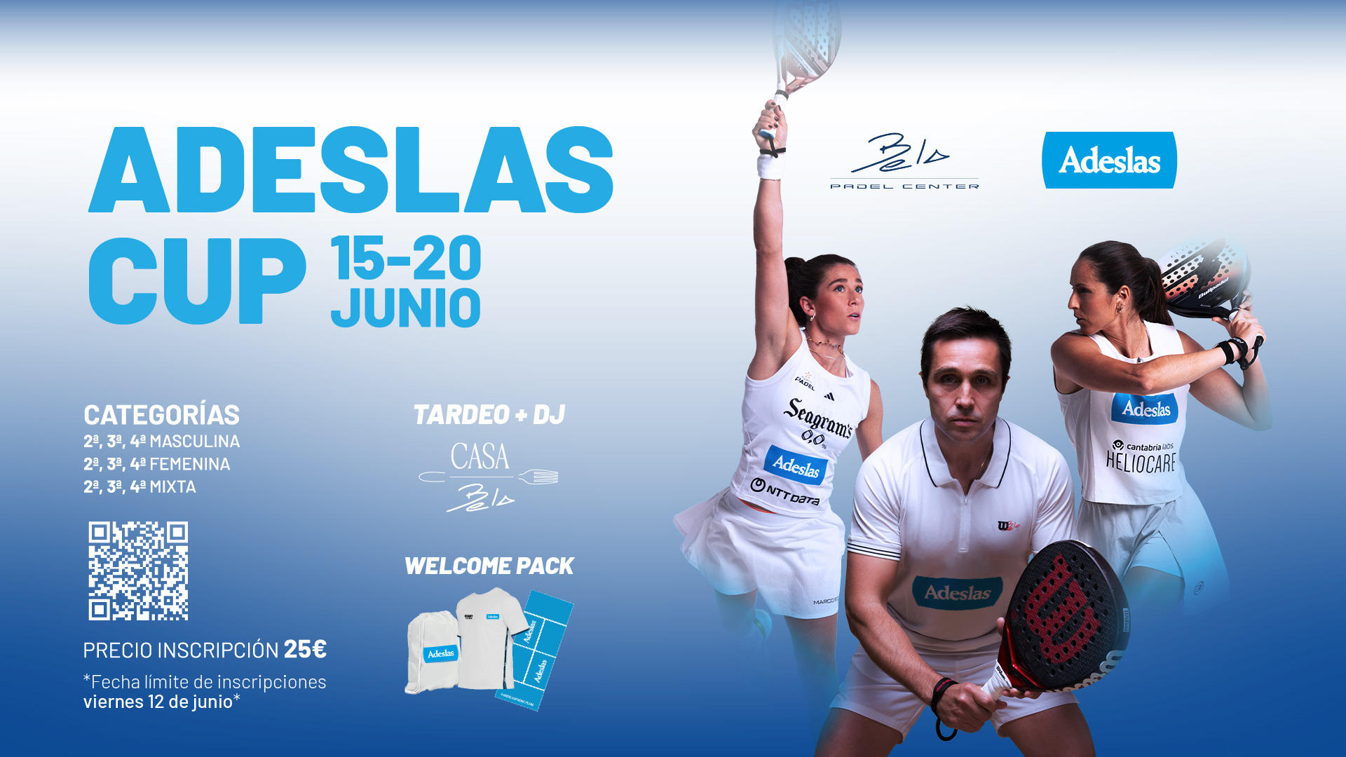Adeslas Cup llega a Bela Padel Center Barcelona el próximo 15 de junio